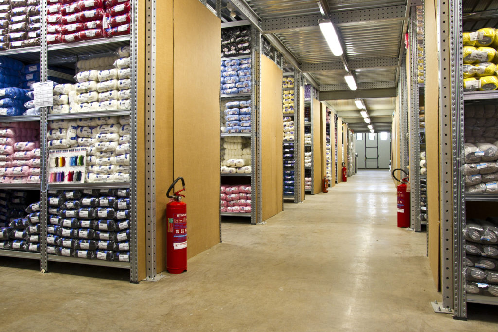 Overview of the stockroom of Titan Wool, owner of the BBB Filati brand